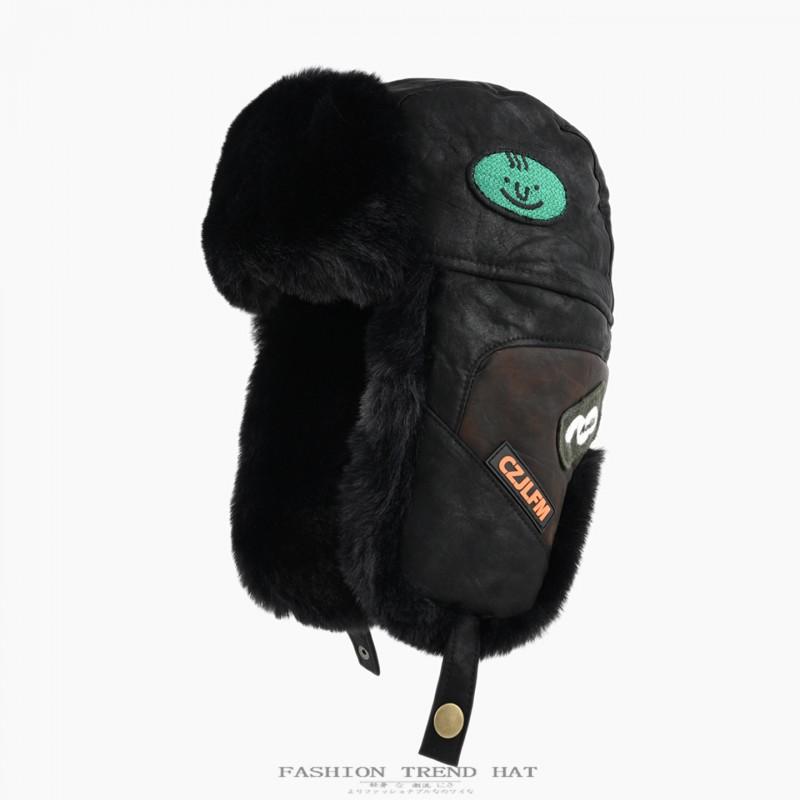 Winter Faux Leather Trapper Hat Men Women Warm Fleece Lined Windproof Outdoor