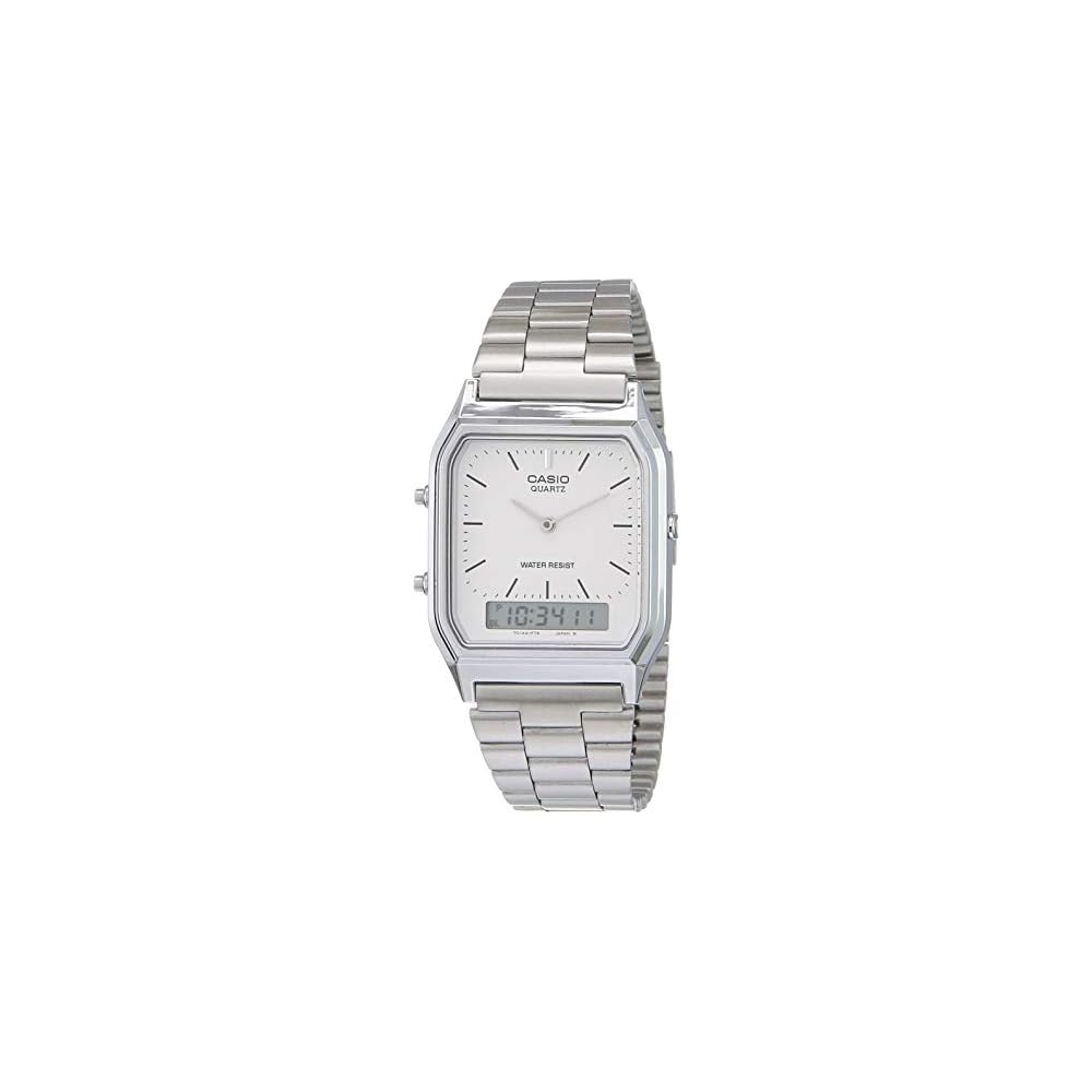 Casio Classic AQ-230A-7D Analog Digital Watch Silver Stainless Steel Band