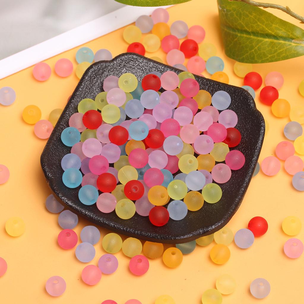 100Pcs 8mm Acrylic Round Frosting Loose Beads DIY for Pendant Necklace Bracelet Jewelry Making