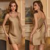 Plain-coloured women’s summer pyjamas, sexy strappy nightdress, simple V-neck vest-style loungewear