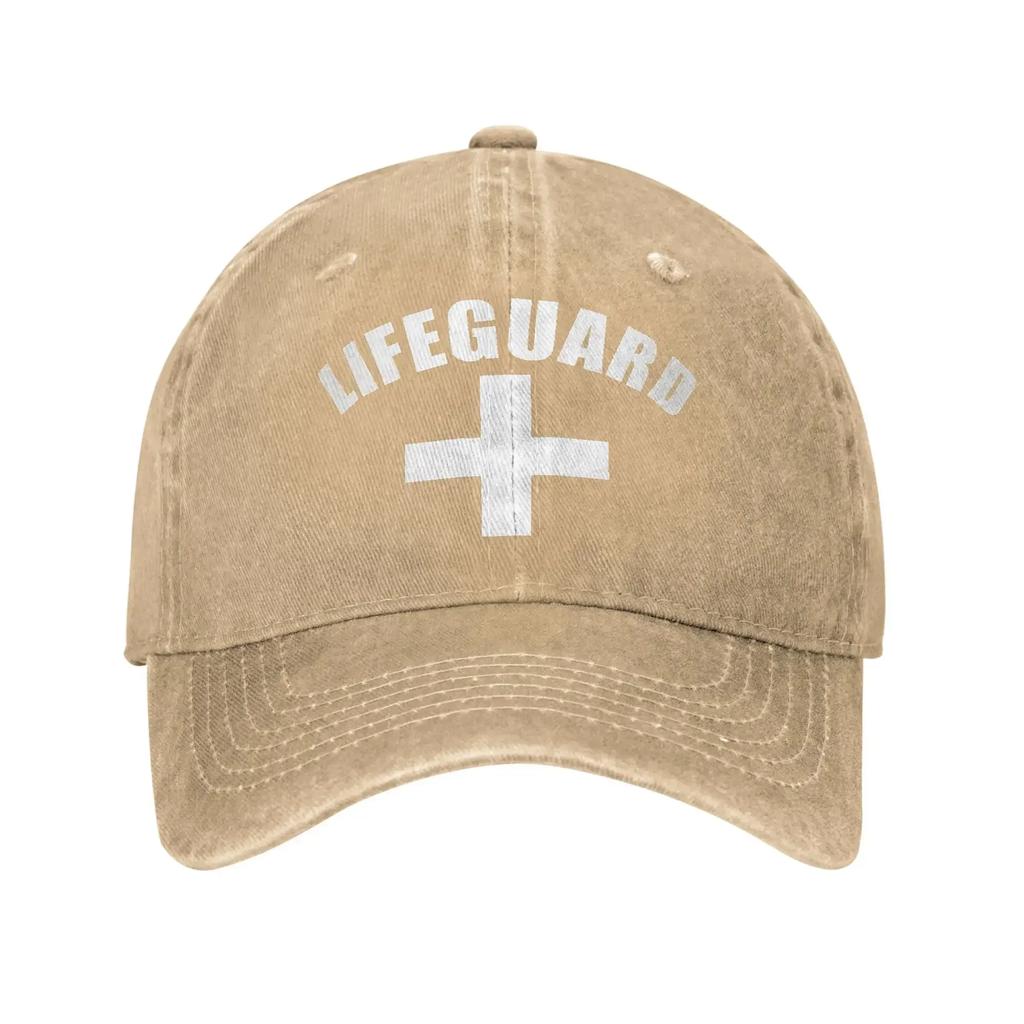 Lifeguard Cross Logo Print Caps for Men Women Cotton Trucker Hat Daily Wear Baseball Cap Adjustable