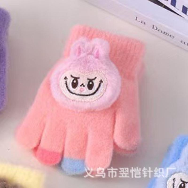 Autumn and Winter New Children's Cute Girls and Boys Gloves Full-finger Children's Five-finger Warm Thickened Gloves