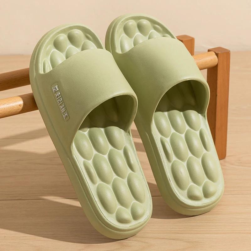 

Fashion Lightweight Soft Sole House Slippers Women Summer 2025 Indoor Non-Slip Cloud Slides Woman Comfort Flat Heels Couple Slippers 44-45 светло-зеленый