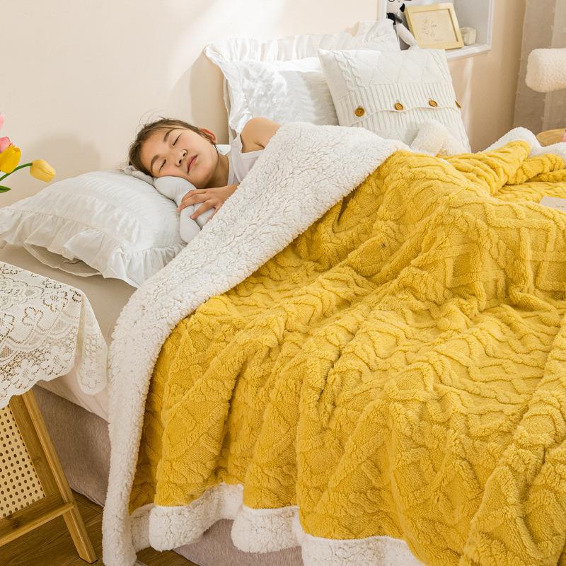 Luxury Lamb Fleece Blanket Ultra Soft Warm Throw for Couch Bed Air Conditioning Blanket