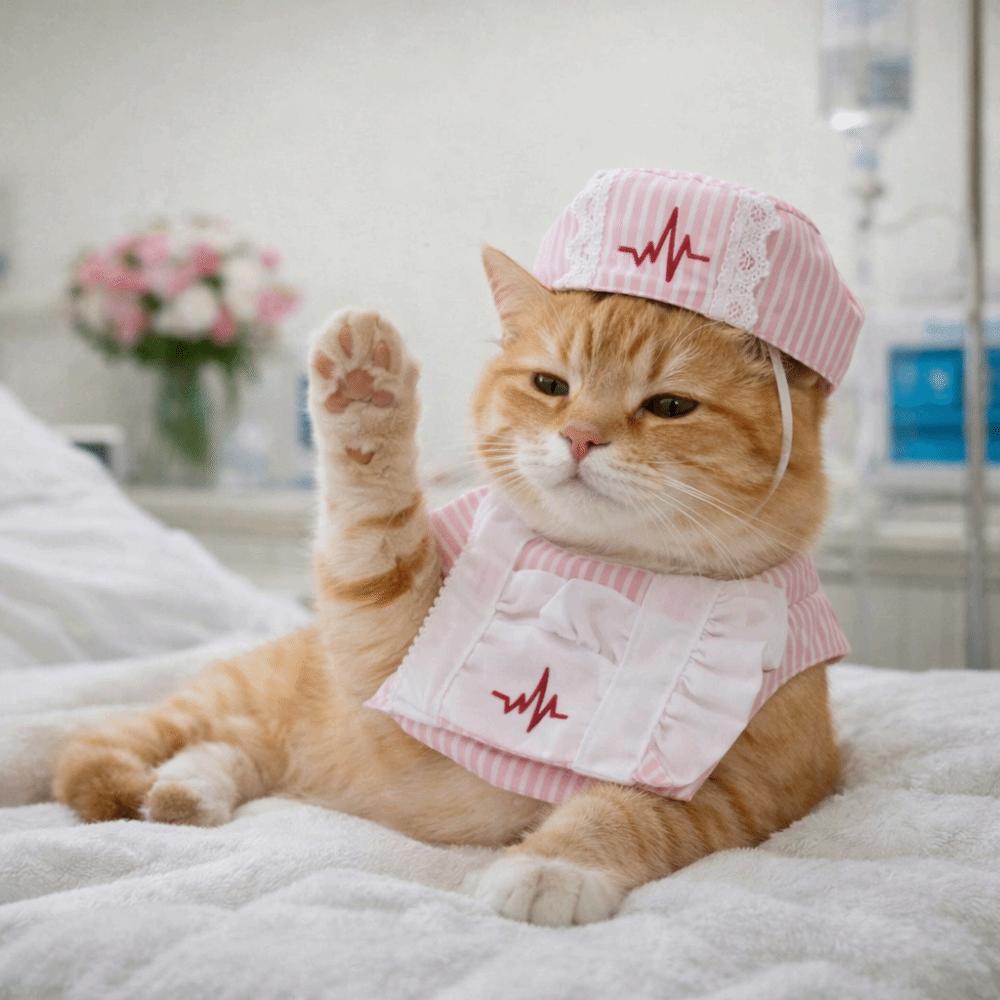 Breathable Cat Transformation Dress Funny Pet Pink Uniform Cat Nurse Outfit  Pet Transformation