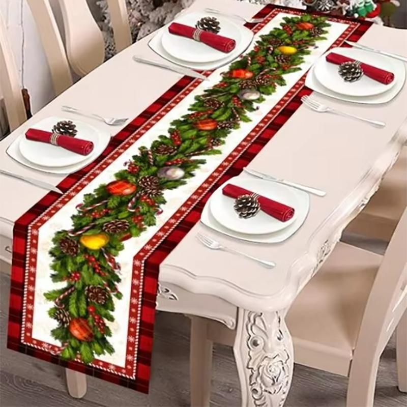 

Скатерть-дорожка 1 шт. с изображением рождественской елки, водостойкая, скатерть для украшения на Рождество 180X32CM