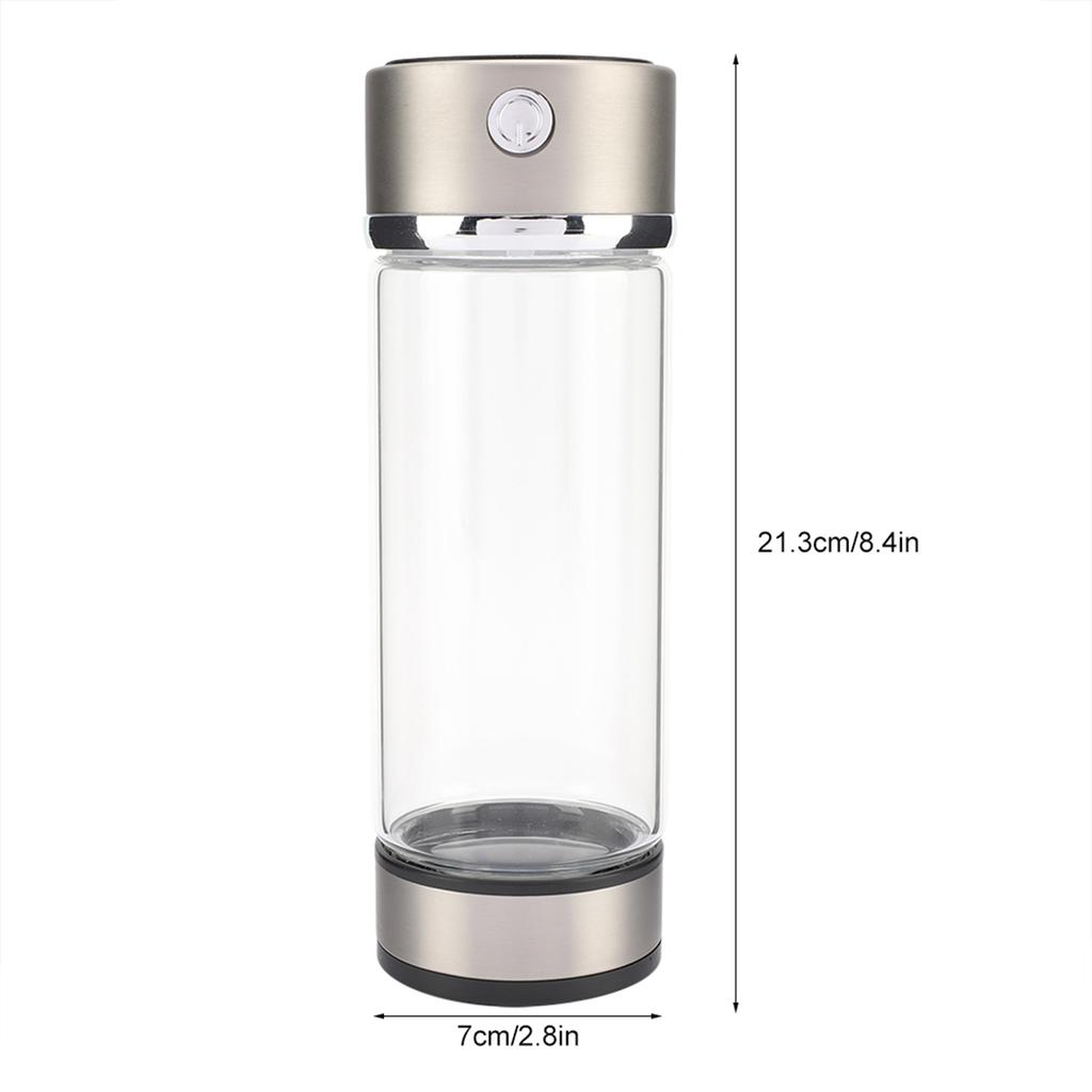 Hydrogen Water Filter Glass Bottle, Portable Lonizer Cup with USB Charging, High Borosilicate Glass with Silicone Pad, Purification Membrane for Offic