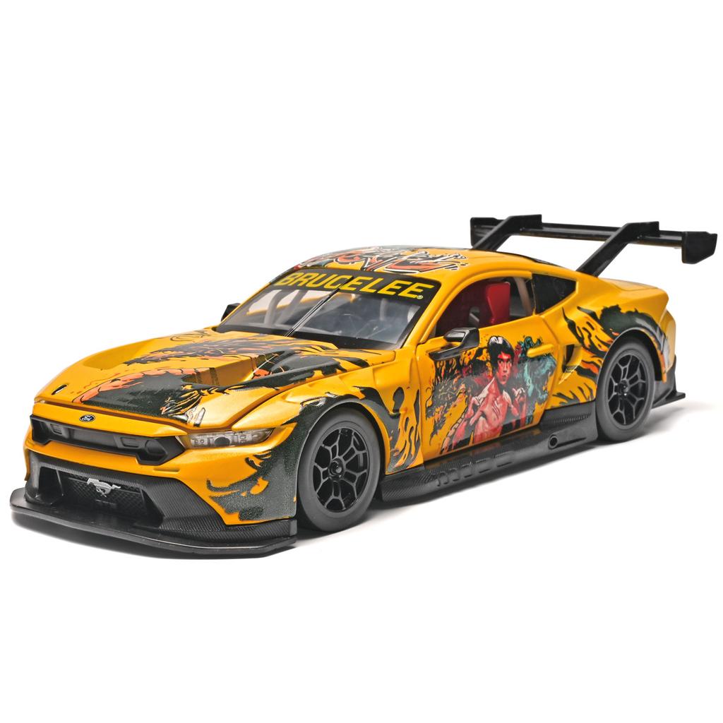 YTMH2 1/24 Ford Mustang GT3 Sport Racing Toy Car Model Diecast Metal Rally Miniature Sound & Light Gift For Child Kid Boy Collection
