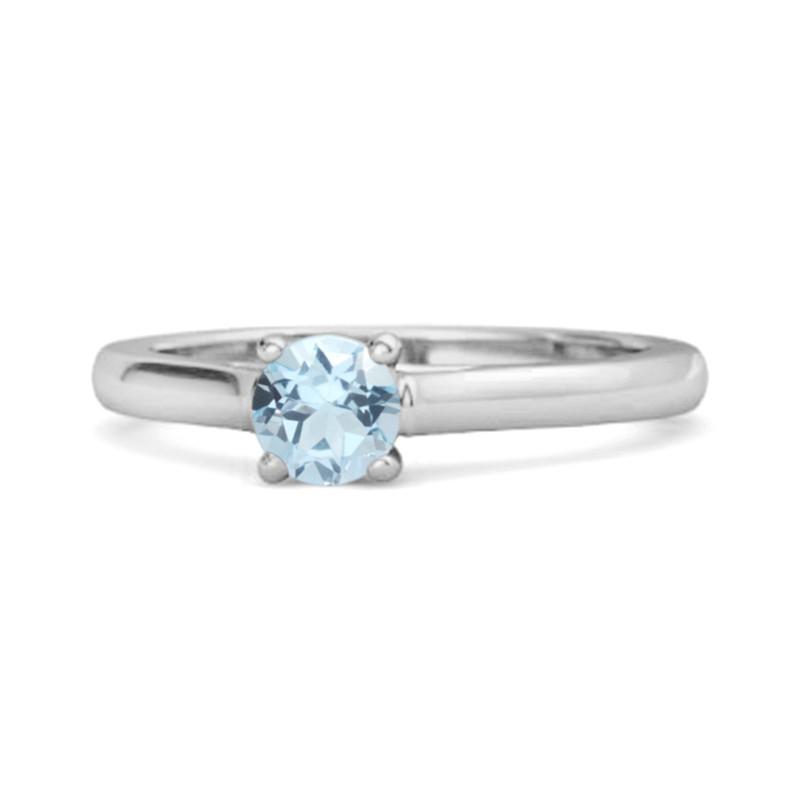 Solitaire Round Cut Blue Topaz 925 Sterling Silver Promise Ring 7