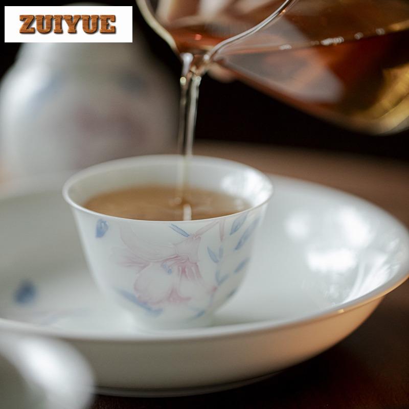 2pc/lot Hand-painted Lily Teacup Handmade Tea Bowl Cup For Tea Smelling Master Cup Chazhan Tea Ceremony Ornaments Supplies 50ml