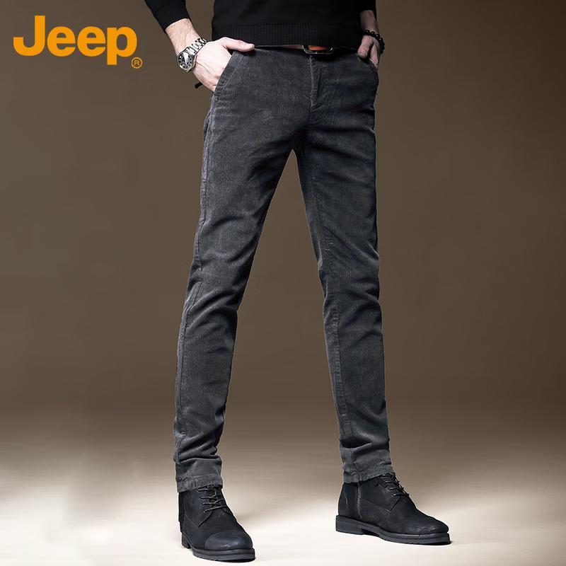 Jeep Men's Autumn Winter Stretch Corduroy Casual Trousers