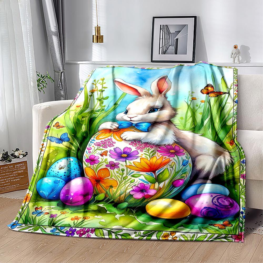Easter Eggs And Bunnies Blanket,Suitable for Sofas, Offices, Travel, Living Rooms, Gifts To Relatives and Friends, Blanket,Suitable for All Seasons.