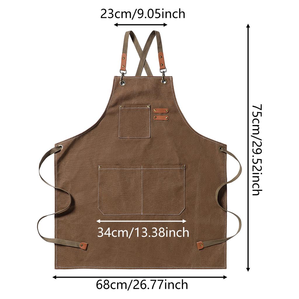 Work Aprons for Men Women Wear-resistant Cross Back Apron with Pockets for Art Craft Gardening Florist Coffee House