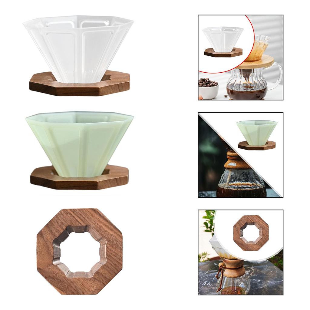 Drip Coffee Maker Dripper Coffee Cup with Walnut Wood Holder Coffee Cup Coffee Filter Cup