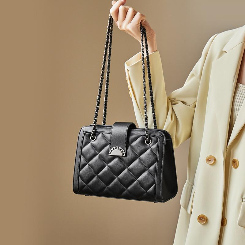 Mrs. Qiao Women's Bag 2025 New Women's Crossbody Bag Chain Bag High-end Genuine Leather Shoulder Underarm Bag