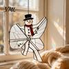 Christmas Tree Decor Snowman/Santa Claus/Deer Suncatcher, Stained Glass Style Pendant with Hanging Acrylic Chain, 2D Flat Ornament for Garden