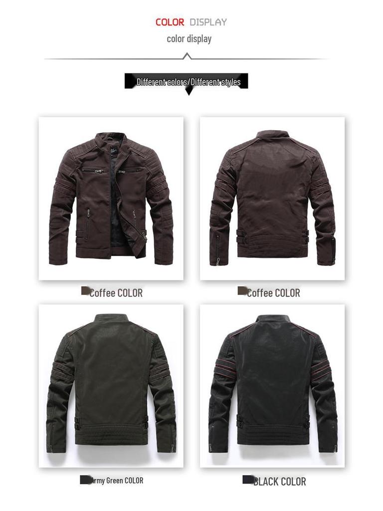 Men's Slim Fit Frosted Leather PU Motorcycle Jacket - Stylish Autumn & Winter Wear