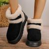 Women Snow Boots White Plush  Winter Snow Boots Flat Bottomed Short Tube Thick Sole Platform Comfort Warm Snow Cotton Shoes