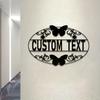 Customizable Butterfly Metal Wall Art Personalized Lettering Floral Design Easy Install Outdoor Decor