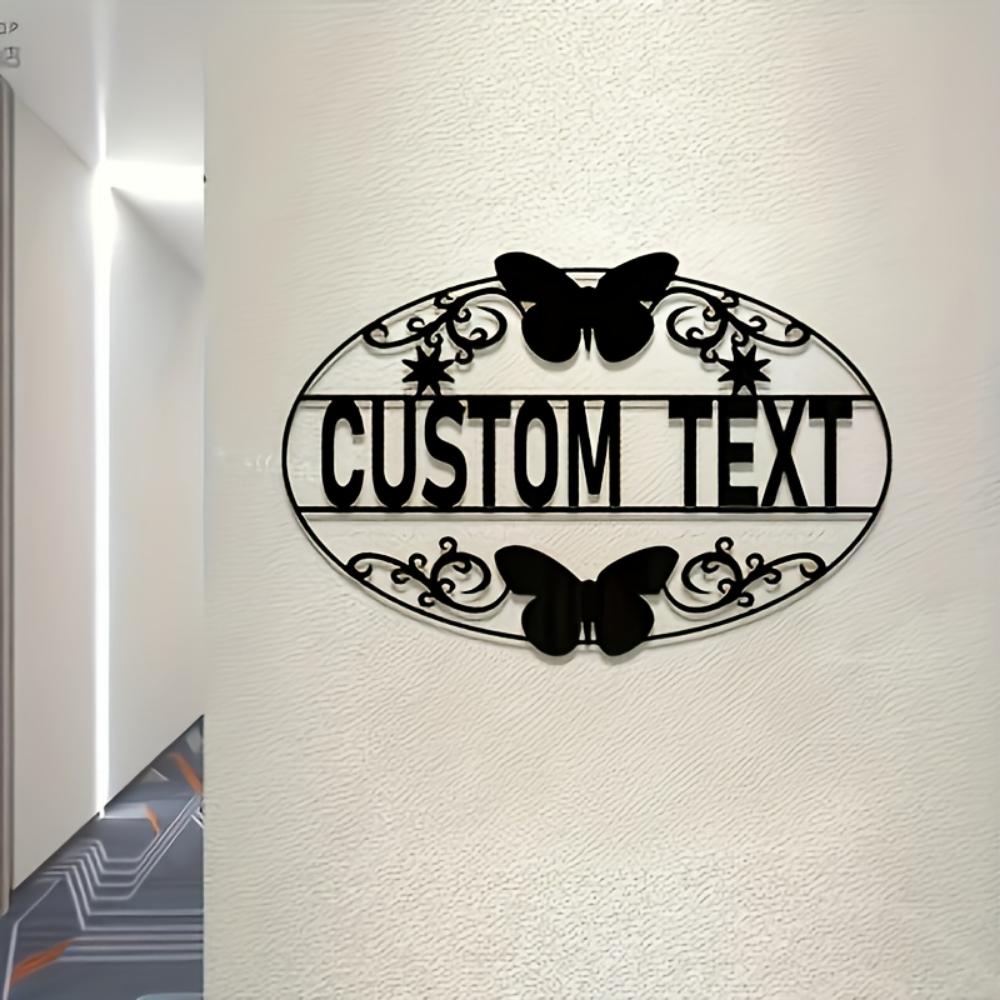 Customizable Butterfly Metal Wall Art Personalized Lettering Floral Design Easy Install Outdoor Decor