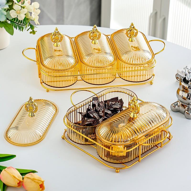 3D Design Serving Bowl Serving Tray Organizer Elegant 3-Tier Dried Fruit Nut Display Tray With Stylish Elk Lid Nordic For Fruits