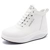 Women's Black Sneakers Height Increase White Leather Boots Platform Casual High Top Thick Sole Elevator Shake Shoes for Students