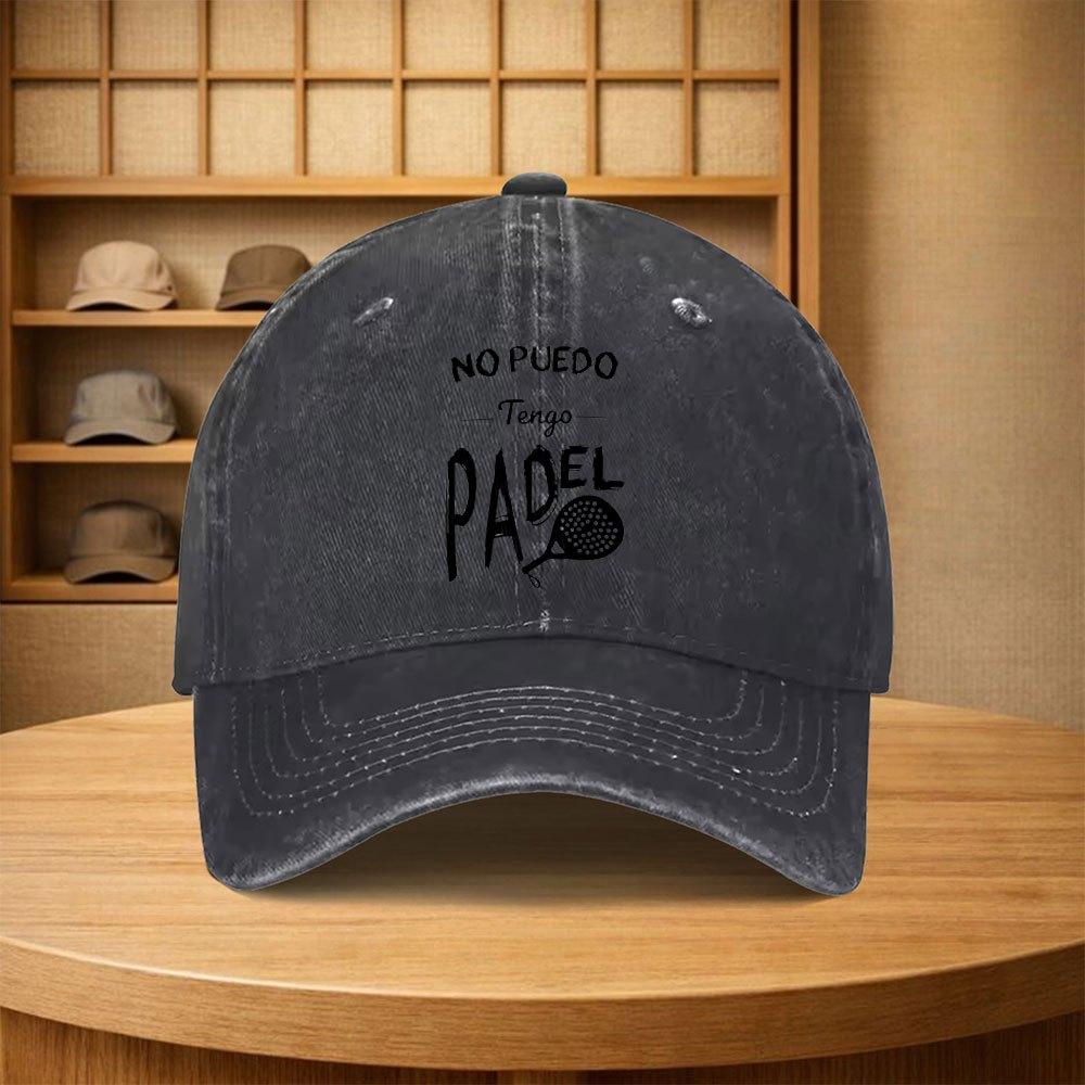 Vintage Padel Racket Pattern Snapback Cap Unisex Adjustable Baseball Hat for Travel Cycling Camping