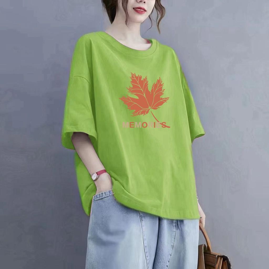 Tricou cu mâneci scurte din bumbac Top casual imprimat la modă de vară pentru femei