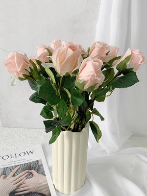 12Pcs Roses Artificial Silk Flowers Fake Roses with Long Stems Realistic Faux Rose Bouquets for Wedding Decorations Bridal Party Home Table Decor