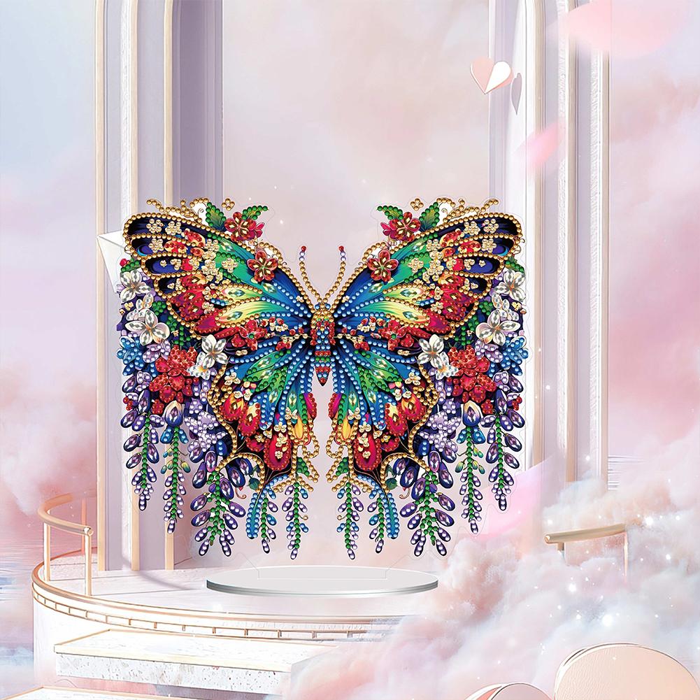 2D Flat Butterfly DIY 5D DIY Diamond Art Tabletop Decorations Acrylic Double-Sided Printed Single-Side Drill for Adults Beginner