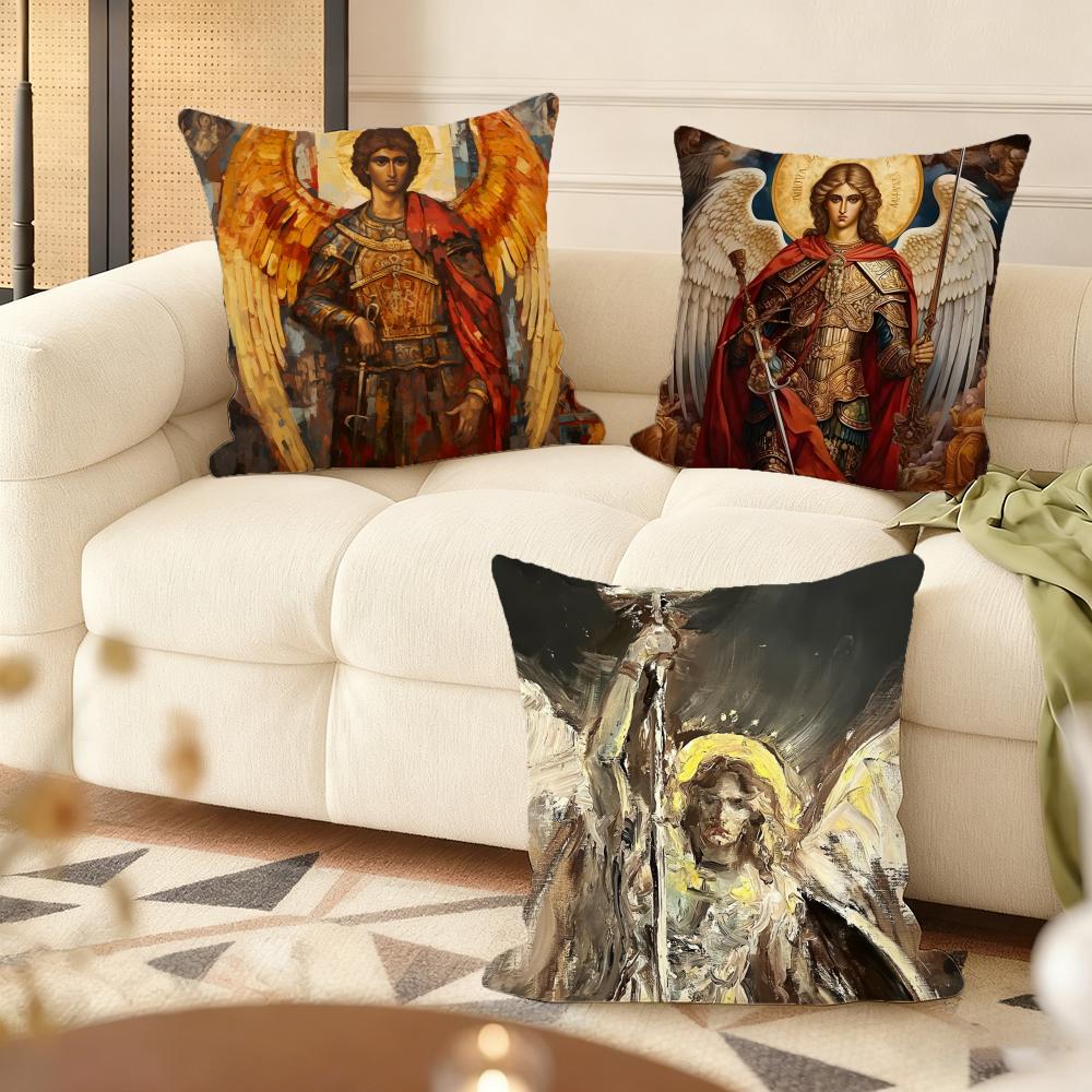 Archangel St Michael Cushion Cover Soft Short Plush Pillow Cover Smooth Cozy Texture Aesthetic Cushion Case Home Decor