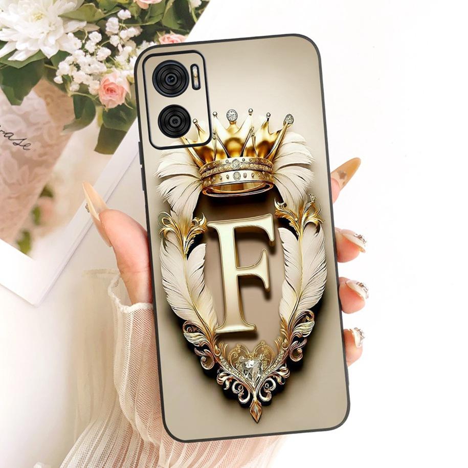 For Motorola Moto E22i E22 E22s Case Luxury Crown Letters Soft Silicone Back Cover For MotoE22 E 22 E 22i E 22s Shockproof Funda