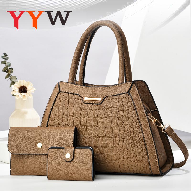 Tote Bag For Women with Zipper PU Leather Handbags Multi-Pocket Shoulder Bags Crossbody Bag with Matching Purses Wallet
