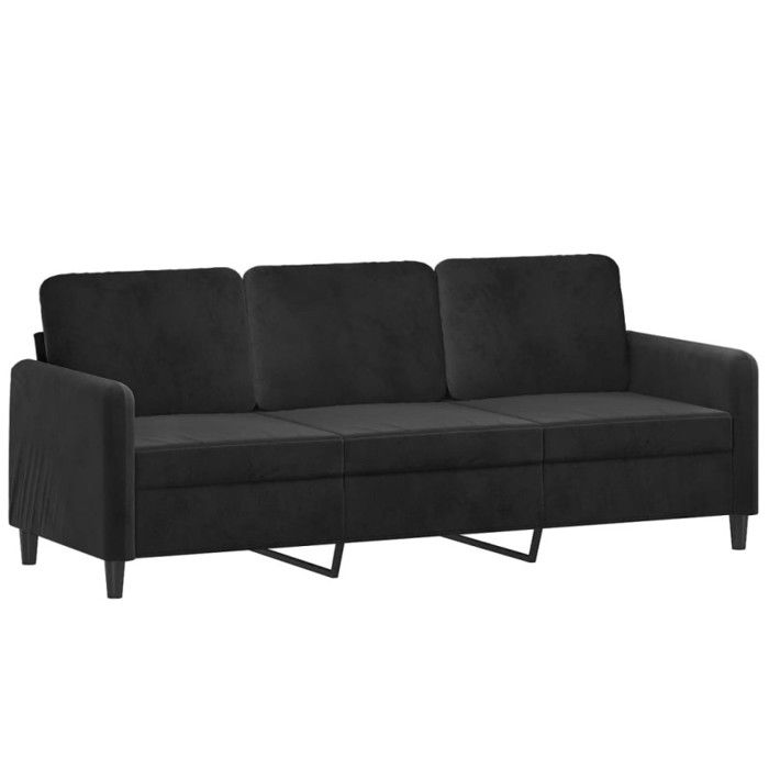 VidaXL 3-seater Sofa with Decorative Pillows Black 180 Cm Velvet, Sofa, Living Room Sofa, 3-seater Velvet Sofa, 3200896