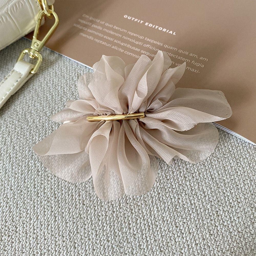 

Balletcore Bow Hairpin Female Hair Accessories Korean Style Headwear Chiffon Flower Hair Clip світлого кольору хакі