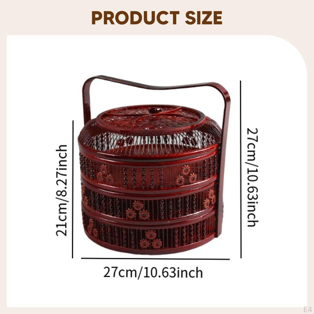 Bamboo Egg Basket Container Versatile Rustic Portable with Handle and Lid Organizer for Vegetables