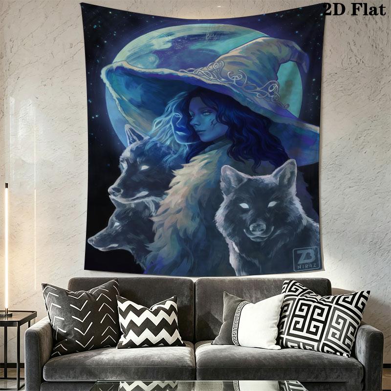 Ranni Moon Wall Hanging Printed Fabric Blanket Decorative Tapestries for Bedroom Living Room Home Decor