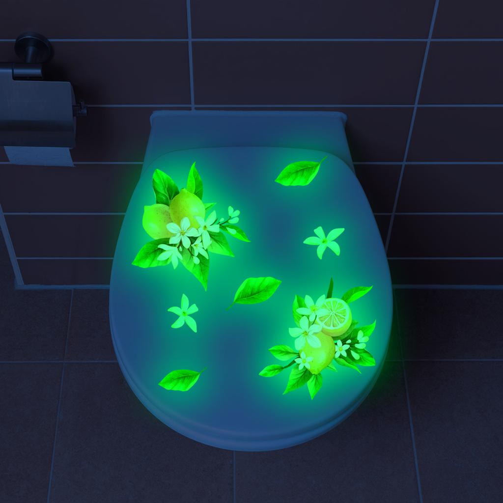 Luminous Dolphin Panda Rabbit Animal Flower Toilet Sticker Self-Adhesive Pvc Bathroom Home Decoration Green Dream Fun Pattern