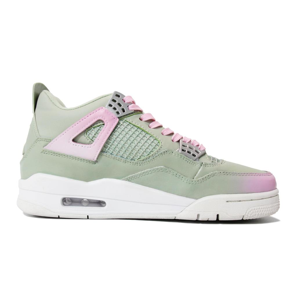 Jordan Air Jordan 4 Walking Planet, Frühling Blühende Blume Mittelhoch Vintage Basketballschuhe Damen Grün Rosa HV0823-003(Team1492-)