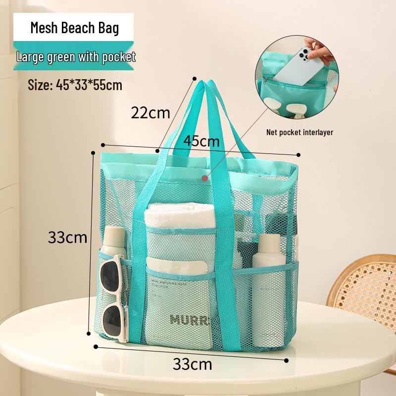 Large Mesh Beach Bag with Compartments - Breathable Gym & Swim Travel Organizer