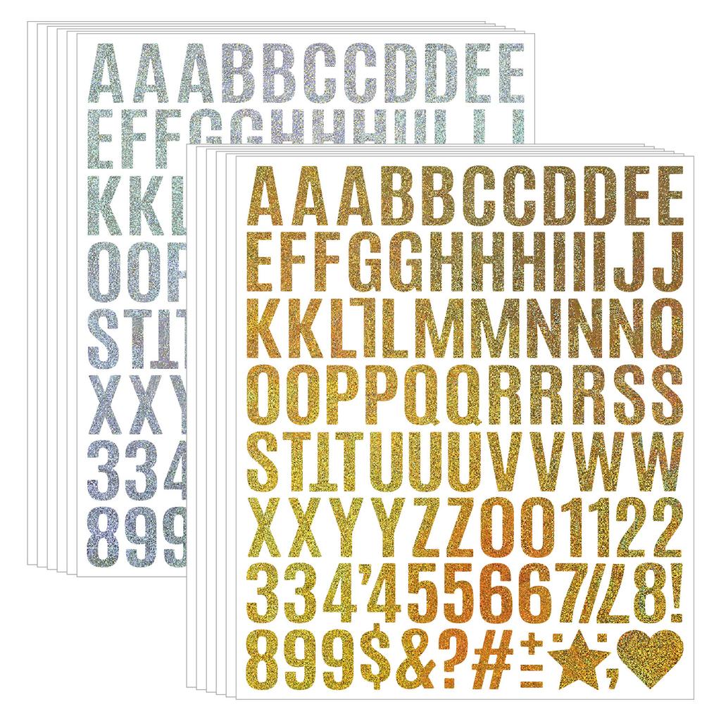 1 Inch Letter Sticker Bold Body Gold Sand Silver Sand Glitter Suitable for Scrapbook Crafts Decorative Letter Stickers