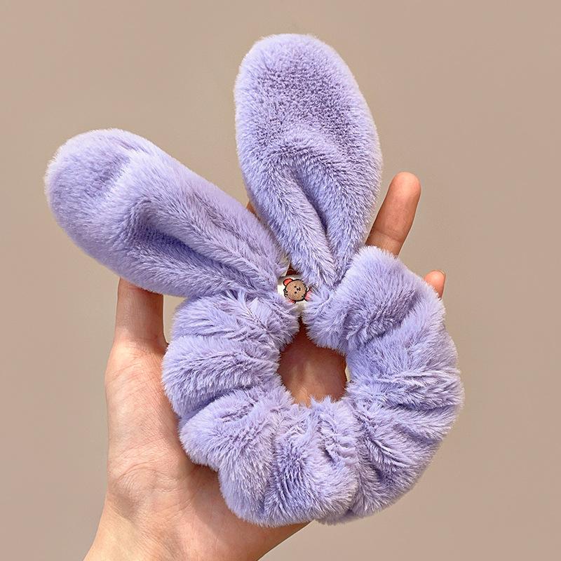 Bandeau en peluche pour cheveux, oreilles de lapin, nœud, cochon moelleux, gros intestin, queue de cheval, élastique, accessoires pour cheveux, automne et hiver
