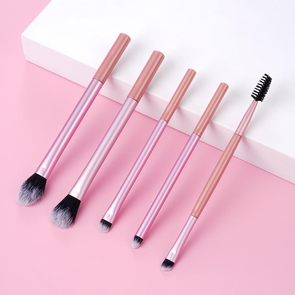 Dual-Ended Long Handle Eye Brush: Spiral Mascara, Angled Eyebrow Brush, Small Comb, Powder, and Eyeliner Functions