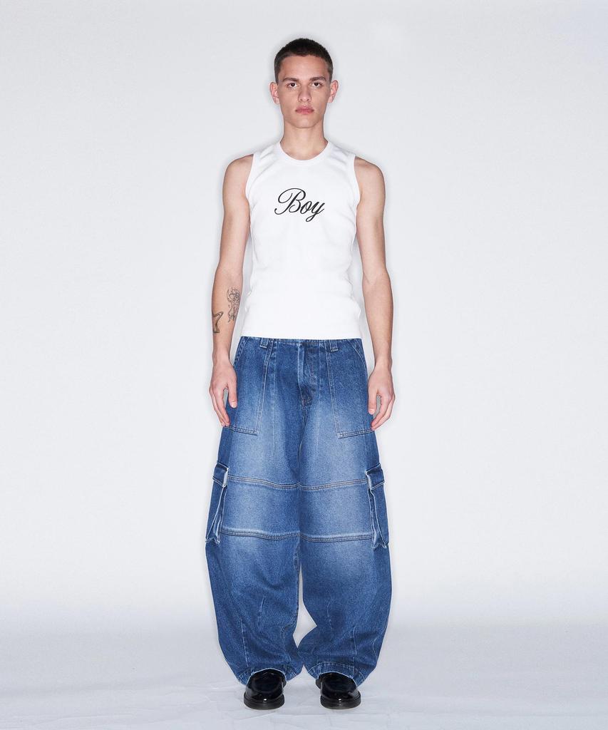Peulomaleul Wide Fatigue Denim Pants / Blue