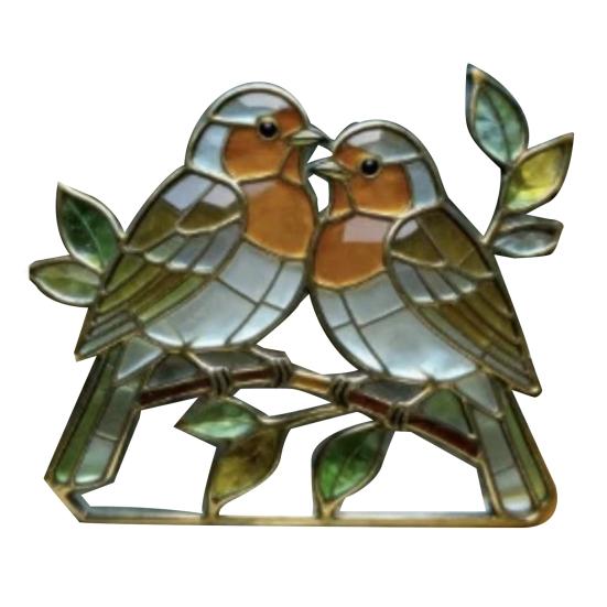 Ptačí lapač slunce Vitrážové Akrylové Okenní Ozdoby s Okrajem z Měděné Fólie Dárky pro Ženy Mámu Babičku Milovníky Ptáků