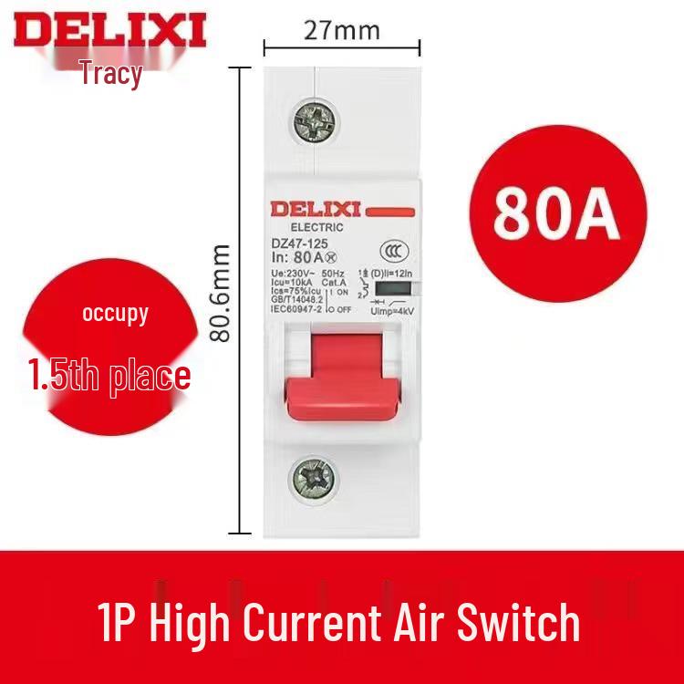 Delixi Air Circuit Breaker: 1P, 2P, 3P, 4P Options for Household and Three-Phase Systems (25A, 32A, 40A, 63A)