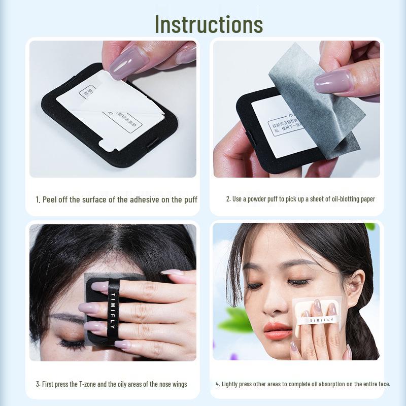 Oil Blotting Paper with Powder Puff & Mirror - Portable and Refreshing, 100 Sheets