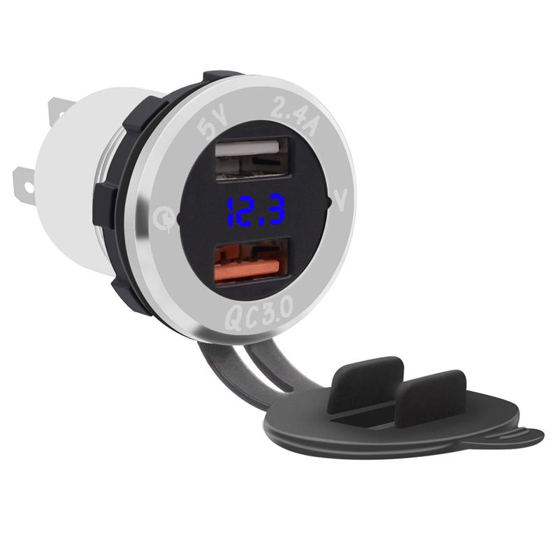 

LMoDri Автомобильное быстрое зарядное устройство QC 3,0 Адаптер питания Dual USB Автомобильный разъем постоянного тока 12 В-24 В прикуриватель 2 Porf для iPhone