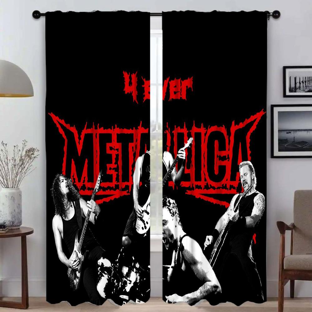 Partition M-MetallicaS Modern Living Room Curtains 2 Pieces Curtains for Bedroom Halloween Decoration Window Curtain Shades Home