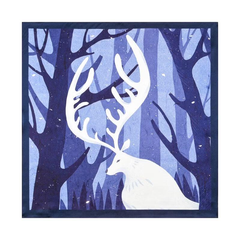 TXRMDX Men s Blue Deer Forest Silk Neckerchief Set One Size